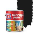 Nippon Paint Synthetic Bodelac High Gloss Enamel Paint Multi-Surface DIY for Interior Exterior Metal Wood &Wall Surfaces (Pack of 1, Black, 500ml)