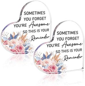 MIVAIUN 2 pièces coeur en forme de inspiré pour vous Pride cadeau avec meilleur ami mots décoration,Cadeau d'amitié pour les femmes meilleur ami cadeau d'anniversaire,cadeau pour un ami (transparent)
