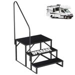 RV Step 3 Step Ladder, Upgrade RV Step with Handrails, Heavy Duty RV Stairs with Anti-Slip Pedal Hot Tub Steps Outdoor, Removable Camper Step for Camper/Spa/Porch (3 Step)