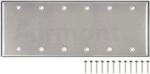 Airmont Products Stainless Steel Blank Wall Plates, 6 Gang Standard Size 4.50'' x 11.75'' Corrosion and Heat Resistant, Silver Metal, Cover Unused Electrical Sockets or Switch Holes
