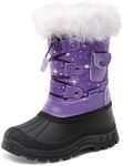 DREAM PAIRS Boys Girls Snow Boots Kids Insulated Waterproof Walking Boots Non-Slip Sole Outdoor Boots,Size 2 Big Kid,Purple,KSNOW