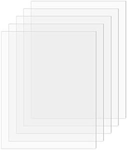 SimbaLux Acrylic Sheet Clear Plexiglass 8” x 10” 0.04” Thick (1mm) Pack of 5 Transparent Plastic Plexi Glass Board with Protective Paper for Photo Frame Replacement, DIY Display Projects, Craft