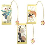 Demon Metal Bookmark Slayer Anime Kawaii Kamado Tanjirou, Agatsuma Zenitsu, Hashibira Inosuke Book Mark School Supplies Gifts for Men Women Scholar Teacher Readings Lovers (3PCS)