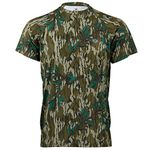 Mossy Oak Men's Standard Camo Hunting Shirt Short Sleeve Stretch, Greenleaf