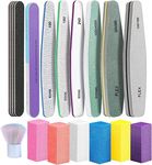 TONOKAILS Nail Files and Buffers - 18Pack Professional Manicure Tools Kit, Nail File Set Double Sided Nail Files for Acrylic Dip Nails, 6Pcs Four Sided 120 Grit Nail Buffer Block Sponge Polished for Home Salon