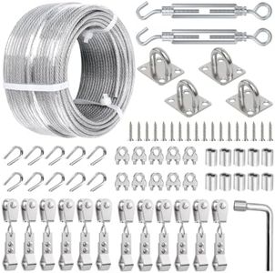 fshihine Retractable Shade Cloth Hardware Kit with 100ft 1/8" Wire Rope