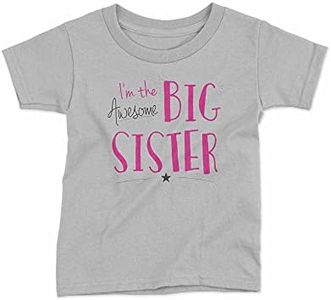Reality Glitch Awesome Big Sister Kids T-Shirt (7-8 Years, Light Grey)