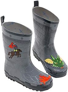 Kidorable Boys' Dragon Knight Rain Boot, Grey, 2 (Young Adult Size)