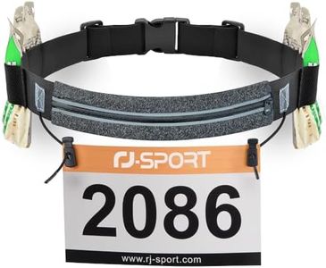 RJ-Sport Slim Running Belt Race Number Belt - Triathlon Race Belt BIB Holder with 6 Energy Gel Loops for Workout, Jogging, Triathalon, Marathon, Running and Cycling, 05 Grey, One Size