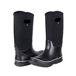 WTW Men's Neoprene Rubber Rain Boots Wide Calf Waterproof Snow boots For Male Balck (Blcak, numeric_10)