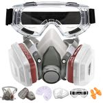 Respirator Mask with Filters Anpty Reusable Half Face Cover Gas Mask with Safety Glasses Paint Spray Half Facepiece Shield for Survival Nuclear and Chemical Spray Painting Woodworking Welding Dust