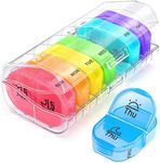 AUVON Pill Organizer 2 Times a Day, Travel Pill Case, Protable Pill Box with 7 Daily Pocket Container to Hold Vitamin, Medicine, Medication, and Supplement