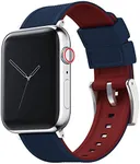 BARTON WATCH BANDS - Navy Blue Top & Crimson Red Bottom Elite Silicone Watch Bands Compatible with Apple Watch Models - 1, 2, 3, 4, 5, 6, 7, 8, 9, 10, SE, Ultra & Ultra 2 - (38mm/40mm/41mm)