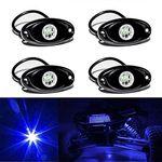 YONEDA LED Rock Lights 4PODS Waterproof LED Neon Underglow Light for Car Truck ATV UTV SUV Offroad Boat Underbody Glow Trail Rig Lamp (Blue)
