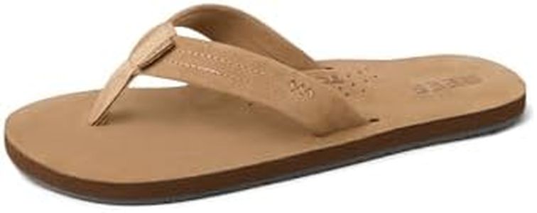 REEF Draftsmen Men's Flip Flop Sandal, Full Grain Leather Straps, Bottle Opener, Classic Tan, 13