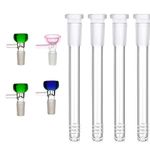 Glass Bong Downstem and Bowl Set for Water Pipes,Accessories for Hookah with Bowl (14.5mm Downstem, 14.4mm Bowl),Glass Pipe Filter with 2 Cleaning Brushes (5.5In Down Stems +4 Colored funnels)