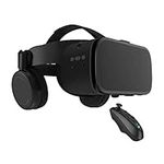 VR Headset for Phones Virtual Reality Headset 3D Glasses for Movies & Games Bluetooth VR Glasses with Remote Control VR Glasses with Wireless Headset Compatible for iOS/Android (Black 1)