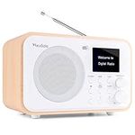 Audizio Milan DAB Radio FM Tuner with Bluetooth, Portable Speaker, Rechargeable Battery Radio, 40 Preset Stations, Alarm Clock, Sleep Timer, 3.5mm Headphone Aux, White