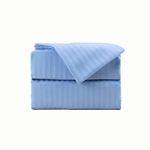 Sheets & Giggles 100% Eucalyptus Lyocell Sheet Set - All-Season, Responsibly Made, Naturally Cooling, Super Soft, Moisture-WicQueen, Temperature Balancing, Vegan – Queen, French Blue Stripe