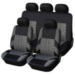 JCVT Car Seat Cover Full Sets for Toyota Hilux (AN120/AN130) 8.Gen 2015 2016 2017 2018 2019 2020 2021 2022 2023, NonSlip Front Rear Protectors Interior Accessories,A/Grey