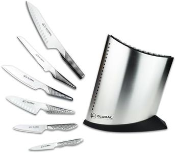 Global Knives 40th Anniversary Limited Edition 7 Piece Knife Block Set, Premium Japanese Kitchen Knives, Ultra Sharp Stainless Steel Blades with Santoku Knife & 16cm Bread Knife