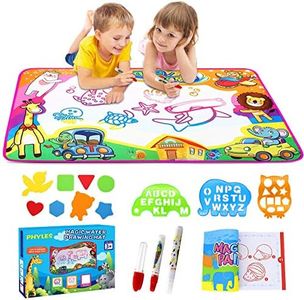 PHYLES Agua Dibujo Pintura, Alfombra de Poliéster con Bolígrafos Mágicos de Agua, Juguete Educativo de Dibujo Pintura Regalo Ideal de Cumpleaños para Niños Niñas de 2+ Años, Multicolor