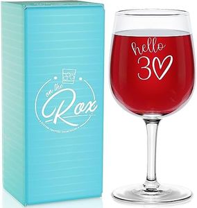 30th Birthday Gifts For Her - 12.75oz “Hello 30” Stemmed Wine Glass - 30th Birthday Decorations for Women - 30th Anniversary Ideas for Her, Mom, Wife - Birthday Gifts for 30 Year Old Daughter, Sister