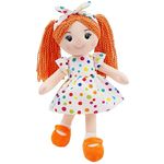 June Garden 18" Snuggle Cuties Bella - Soft Cuddly Plush Doll Gift for Girls - Huggable Rag Doll - Orange L