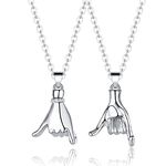 CERSLIMO Pinky Promise Necklace - 2 Pcs Couple Necklaces Gifts | Best Friendship Gifts Boyfriend Girlfriend Gifts Jewellery for Soulmate Pull Hook Pendant Necklaces Him and Her Gifts, Silver & Silver