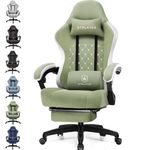GTPLAYER Fabric Gaming Chair with Footrest, Ergonomic Computer Desk Chair with Pocket Spring Cushion Home Office High Back Support Lumbar Support Heavy Duty Wide