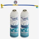 2KGCA CAR Aircon Refill Regas Air Condi Top up R1234YF Gas hose replacement 444gr x 2+Hose/Gauge