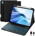 Rimposky iPad 10th Generation Case with Keyboard, iPad Keyboard Case for 10th Gen 10.9 inch 2022, Backlit Keyboard Case for Apple iPad 10th, iPad Case with Detachable Keyboard & 2 Bluetooth Channels