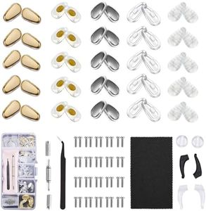 Glasses Nose Pads, 25 Pairs of Anti Slip air Chamber Soft Silicone Eyeglasses Nose Pads Repair kit, Including Screwdriver, Small Screws, Tweezers, Cleaning, Glasses and Sunglasses Replacement kit