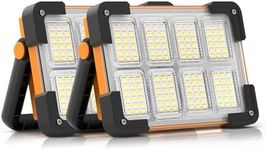 Dancingboar LED Rechargeable Work Light, LED Solar Camping Light with USB Port, Portable Floodlight with 4 Modes, Security Lights Waterproof for Fishing, Repairing, Emergency(2 Pack)