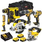 Dewalt 18V DCK6990T4T 6 Piece Power Tool Kit with 3 x 5.0Ah Batteries Charger in Bag - Monster Power Tool Kit - Combo Kit - 18V Cordless Power Tool Kits - Mega Power Tool- Dewalt kit