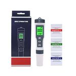 amiciSense Water Quality Tester, 3 in 1 TDS Temperature and PH Meter for Drinking Water Monitoring with Calibration Function and 3*PH Buffer Powder