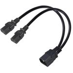 IEC320 Y Splitter extension Cable, Single C14 to Dual C13 Short Power Y Type double Kettle Lead Splitter UPS PDU Power Extension Adapter Cable Cord for Computer, TV, PC, Monitor…