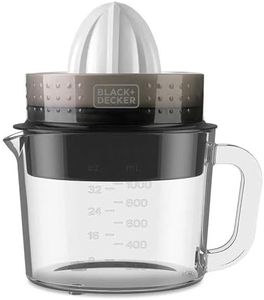 BLACK+DECKER Electric Citrus Juicer | BXCJ30E | 30W | 1 Litre | With Glass Jug | White Transparent