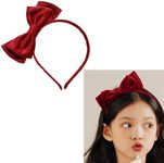 Velvet Red Bow Headband for Girls Bowknot Headbands Bow Head Bands Christmas Party Costumes Cosplay Headbands for Women Girls Red Bows Hair Band Hairbands Bowknot Headpiece