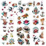 51 tattoo sets,American retro tattoos, retro and innovative designs, beautiful small tattoos, temporary tattoos for adults and kids