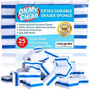 (25 Pack) Extra Durable Eraser Sponge - Extra Thick, Long Lasting, Premium Melamine Sponges in Bulk - Multi-Purpose Power Scrubber - Bathroom, Kitchen, Floor, Bathtub, Toilet, Baseboard, Wall Cleaner
