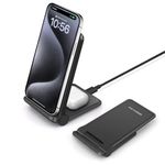 Wireless Charger, 2 in 1 Wireless Charging Stand Dock 20W Fast Charging for iPhone 16 15 14 13 12 11 Pro/Pro Max/XS/XR/8 Plus,AirPods Pro, for Samsung Galaxy S24/S23/S22/S21/S20,Note20/10,Galaxy Buds