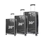 Handcuffs Combo Cover for Luggage Trolley Bags Transparent Protective Covers PVC Fabric Waterproof (Transy + Grey, Size - 20"|26"|30")