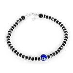 CHOTTEY LAL AND SONS 925 Sterling Silver Evil Eye Adjustable Bracelet Cum Anklet For Girls, Boys, Men & Women