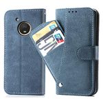 Asuwish Moto G5 Plus Wallet Case,Luxury Leather Phone Cases with Credit Card Holder Slot Kickstand Stand Flip Folio Protective Cover for Motorola Moto G5+ Women Girls Men Blue