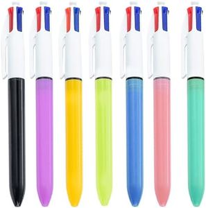 qijiefenCC 7PCS Multicolores à Stylo Bille Rétractable,4 en 1 Multicolore Stylos d'écriture Confortables,Stylo à Bille Roulante,pour Fournitures Scolaires Bureau Cadeaux de Fête, Cadeau Enfant