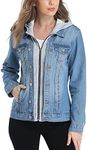 MISS MOLY Women's Original Trucker Jacket Jean Denim Hoodie Jackets Zip Up Coat Outerwear Blue XS