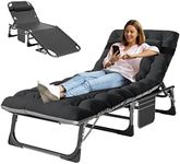 MOPHOTO Folding Chaise Lounge Chair 5-Position, Folding Cot, Heavy Duty Patio Chaise Lounges for Outside, Poolside, Beach, Lawn, Camping