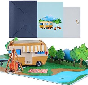 joyoldelf Carte Voeux de Voyage Pop Up - Carte Anniversaire 3D, Carte Retraite, Cadeau Voyage Vacances, Billet Avion, Convient Aux Hommes, Femmes, Amis, Voyage, Lune De Miel（Caravanes Campings）