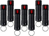 Police Magnum Keychain Pepper Spray Bulk Self Defense Set- Maximum Strength- Belt Clip Safety Key Chains for Women & Men- Made in The USA- 7 Pack Black INJ